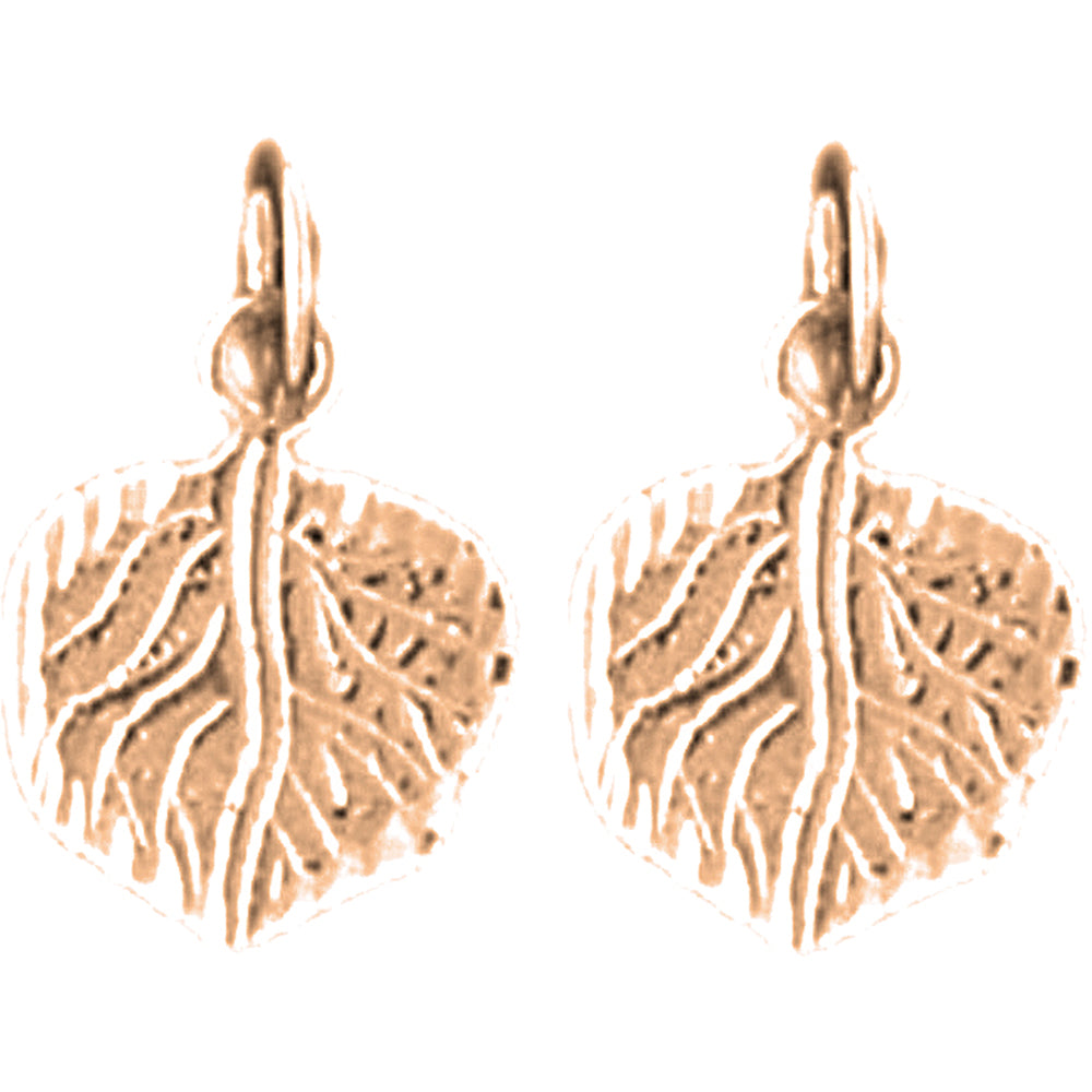 14K or 18K Gold 15mm Aspen Leaf Earrings