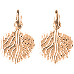 14K or 18K Gold 15mm Aspen Leaf Earrings