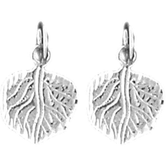 Sterling Silver 15mm Aspen Leaf Earrings