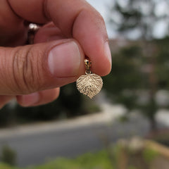 14K or 18K Gold Aspen Leaf Pendant