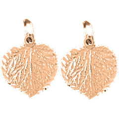 14K or 18K Gold 15mm Aspen Leaf Earrings