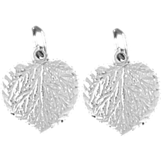 Sterling Silver 15mm Aspen Leaf Earrings