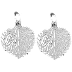 Sterling Silver 15mm Aspen Leaf Earrings