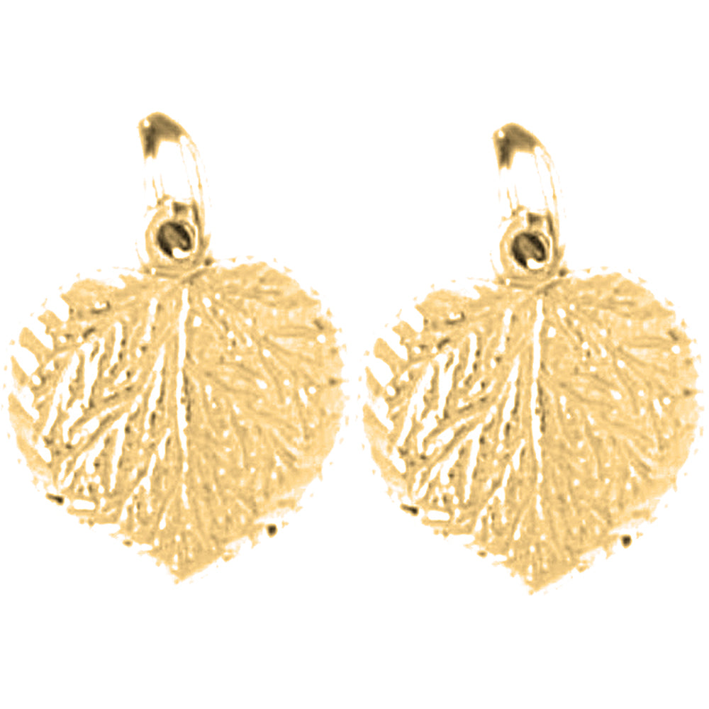 14K or 18K Gold 15mm Aspen Leaf Earrings