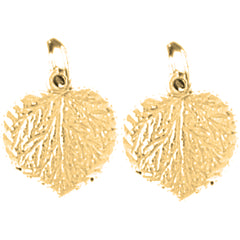 14K or 18K Gold 15mm Aspen Leaf Earrings