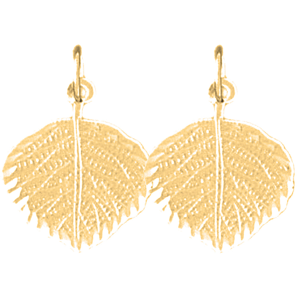 Yellow Gold-plated Silver 19mm Aspen Leaf Earrings