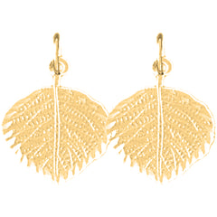 Yellow Gold-plated Silver 19mm Aspen Leaf Earrings