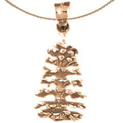 10K, 14K or 18K Gold 3D Pine Cone Pendant