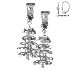 23 mm große 3D-Tannenzapfen-Ohrringe aus Sterlingsilber (weiß- oder gelbvergoldet)