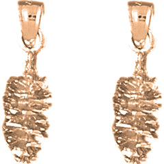 14K or 18K Gold 22mm 3D Pine Cone Earrings