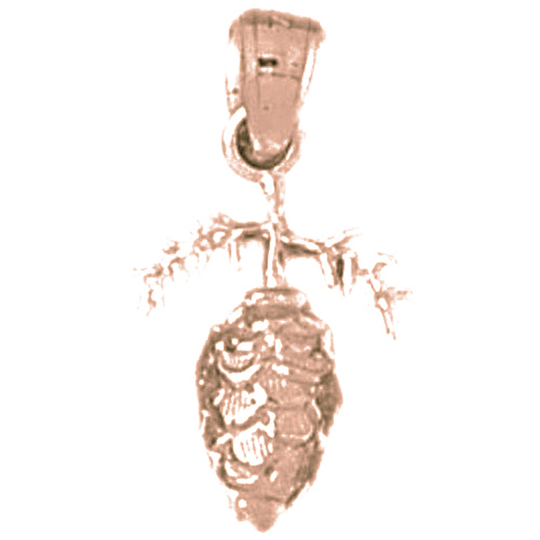 10K, 14K or 18K Gold 3D Pine Cone Pendant