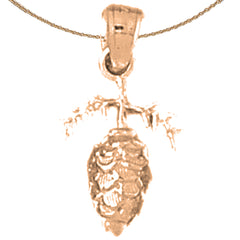 10K, 14K or 18K Gold 3D Pine Cone Pendant