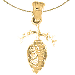 10K, 14K or 18K Gold 3D Pine Cone Pendant