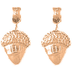 14K or 18K Gold 20mm Acorn Earrings