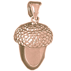 10K, 14K or 18K Gold 3D Acorn Pendant