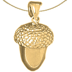 10K, 14K or 18K Gold 3D Acorn Pendant