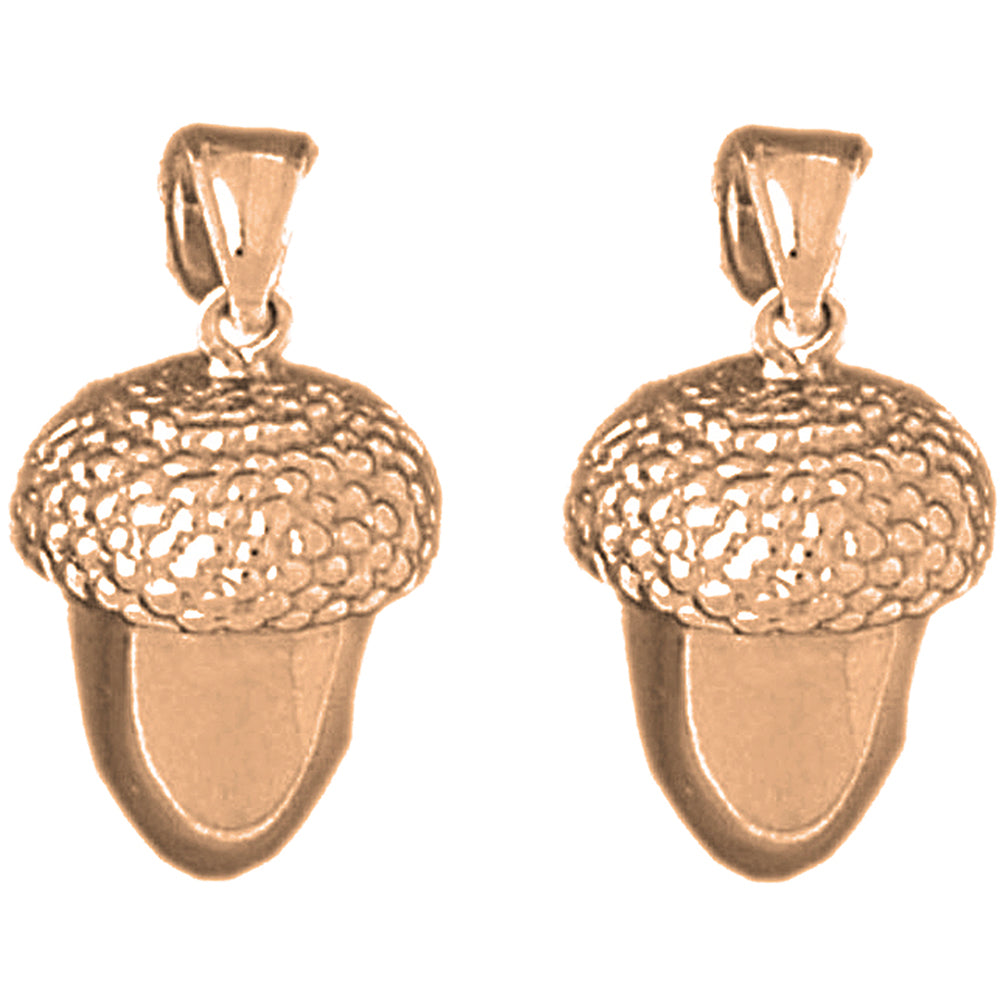 14K or 18K Gold 22mm 3D Acorn Earrings