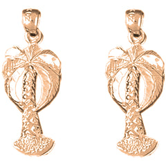 14K or 18K Gold 28mm Palm Tree Earrings