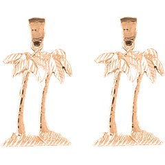 14K or 18K Gold 29mm Palm Trees Earrings