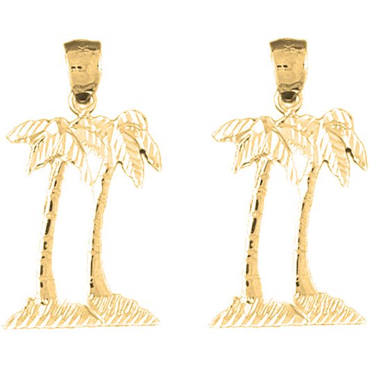 14K or 18K Gold 29mm Palm Trees Earrings