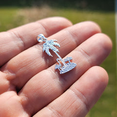 14K or 18K Gold Palm Tree With Flamingo Pendant