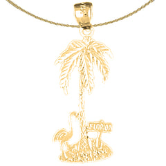 14K or 18K Gold Palm Tree With Flamingo Pendant