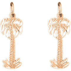 14K or 18K Gold 23mm Palm Tree Earrings