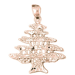 10K, 14K or 18K Gold Cedar Tree Pendant