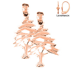 Pendientes de árbol de cedro de oro de 14 quilates o 18 quilates de 26 mm