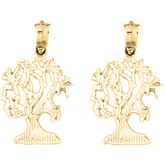 Yellow Gold-plated Silver 24mm Cedar Tree Earrings
