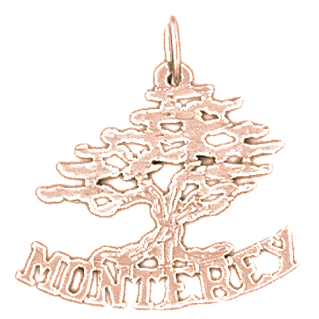 14K or 18K Gold Monterey Cedar Tree Pendant