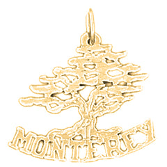 14K or 18K Gold Monterey Cedar Tree Pendant
