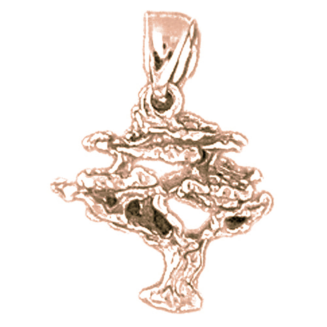 14K or 18K Gold 3D Cedar Tree Pendant
