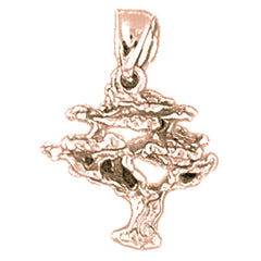 14K or 18K Gold 3D Cedar Tree Pendant