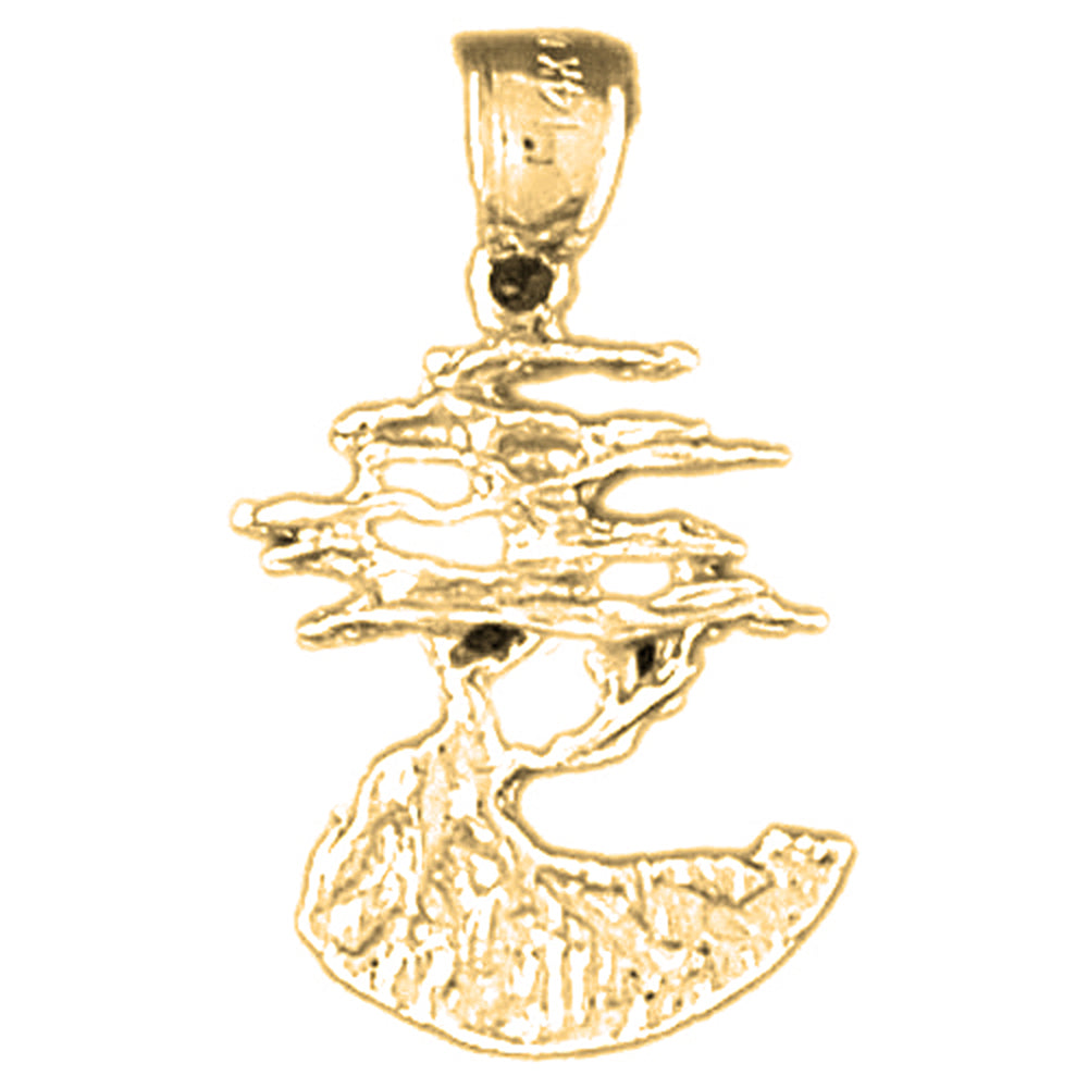 14K or 18K Gold Cedar Tree Pendant