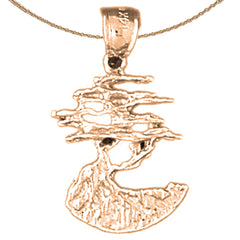 14K or 18K Gold Cedar Tree Pendant