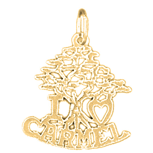 14K or 18K Gold I Love Carmel Cedar Tree Pendant
