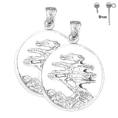 Pendientes de árbol de cedro de oro de 14 quilates o 18 quilates de 26 mm