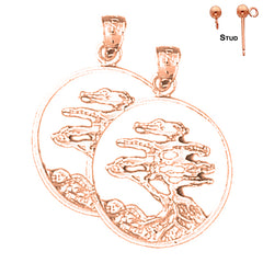 Pendientes de árbol de cedro de oro de 14 quilates o 18 quilates de 26 mm