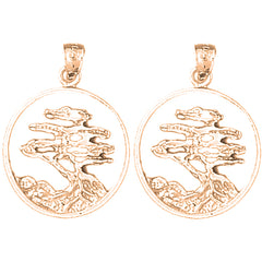 14K or 18K Gold 26mm Cedar Tree Earrings
