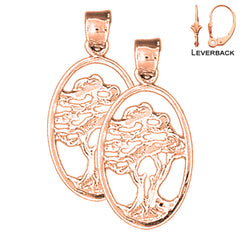 Pendientes de árbol de cedro de oro de 14 quilates o 18 quilates de 25 mm