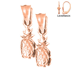 14K or 18K Gold 3D Pineapple Earrings
