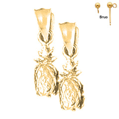 14K or 18K Gold 3D Pineapple Earrings