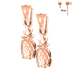 14K or 18K Gold 3D Pineapple Earrings