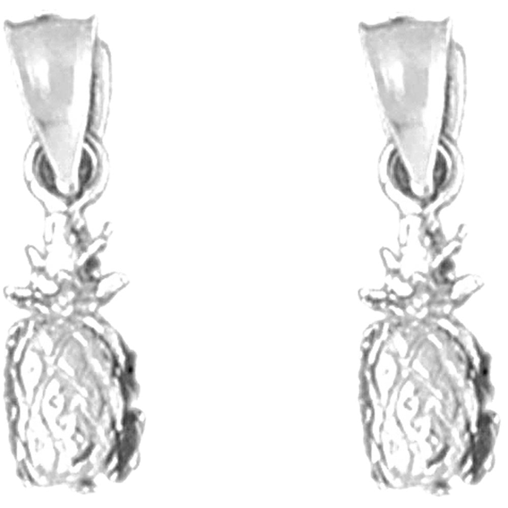 14K or 18K Gold 17mm 3D Pineapple Earrings