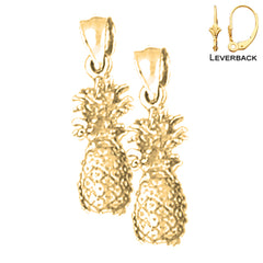 14K or 18K Gold 3D Pineapple Earrings