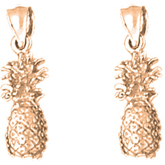 14K or 18K Gold 20mm 3D Pineapple Earrings