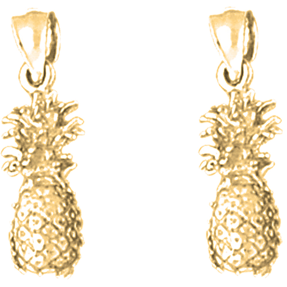 14K or 18K Gold 20mm 3D Pineapple Earrings