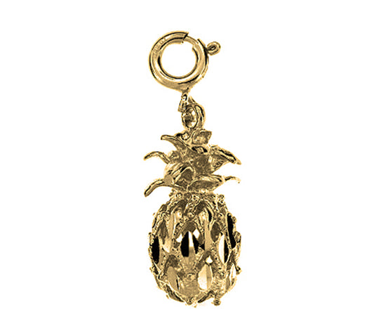 10K, 14K or 18K Gold 3D Pineapple Pendant