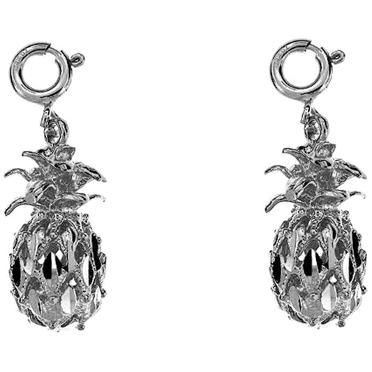 Sterling Silver 23mm 3D Pineapple Earrings